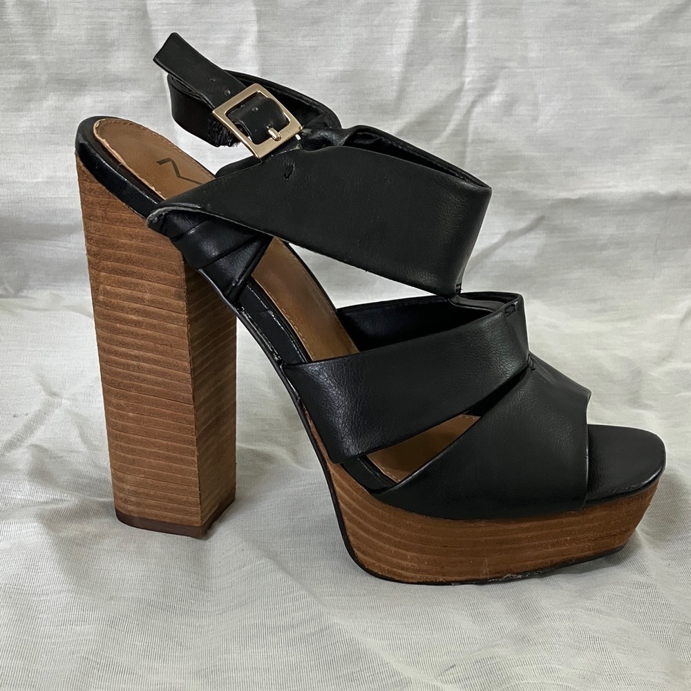 MIA 8 1/2 Black and Brown Platform Heels vegan